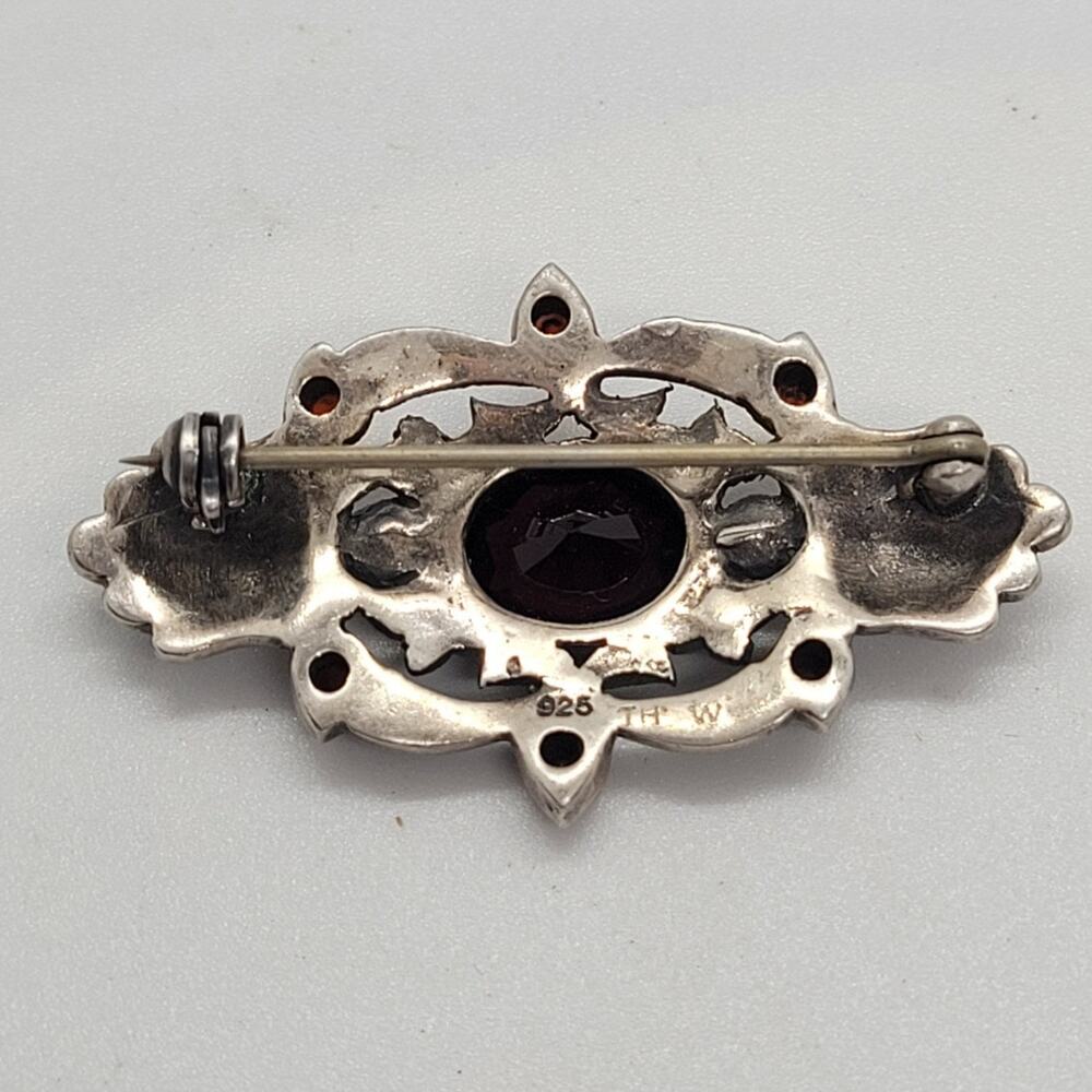 Vintage Sterling Silver Marcasite Pearl Brooch Coquette Art Deco Pin - Picture 5 of 15